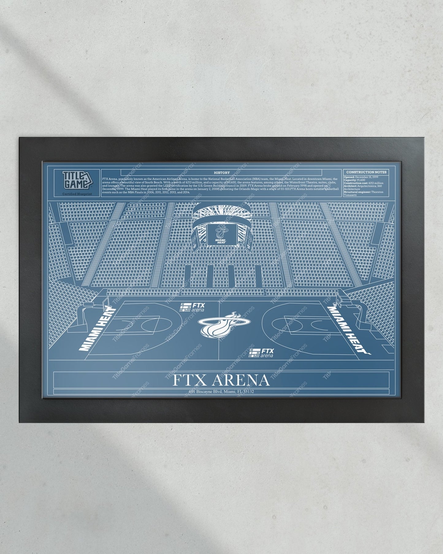 Miami Heat FTX Arena NBA Basketball Stadium Blueprint - Title Game Frames