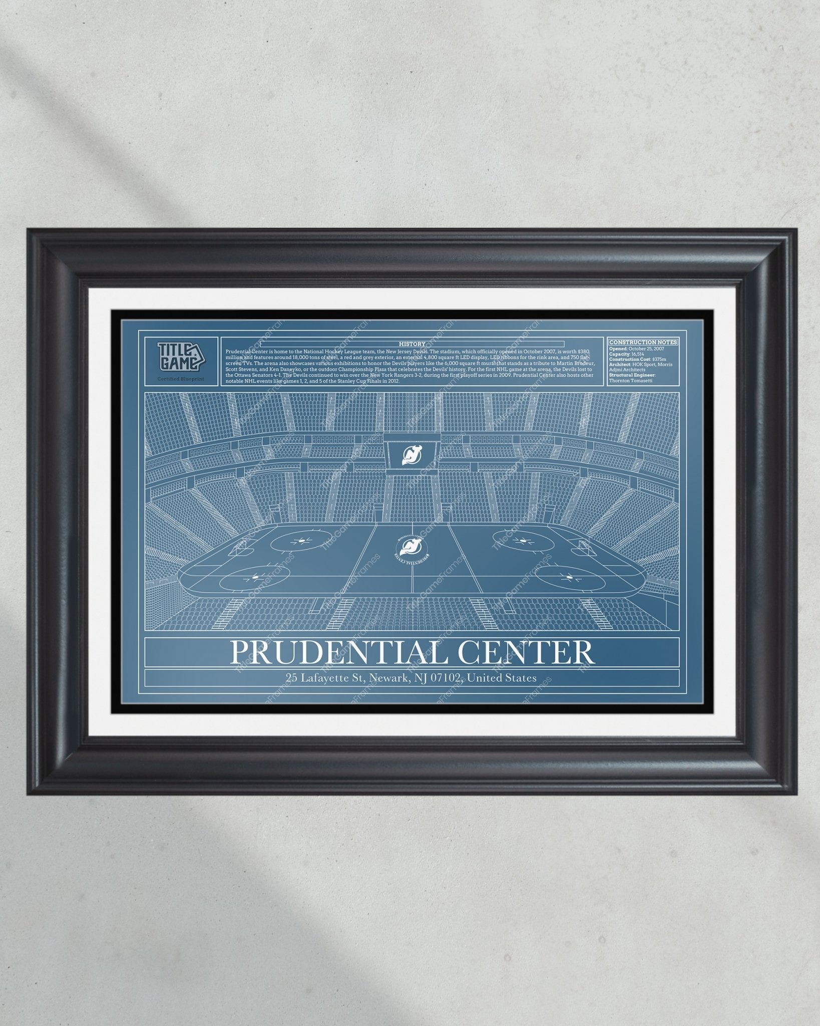 New Jersey Devils Prudential Center Hockey Stadium Blueprint - Title Game Frames