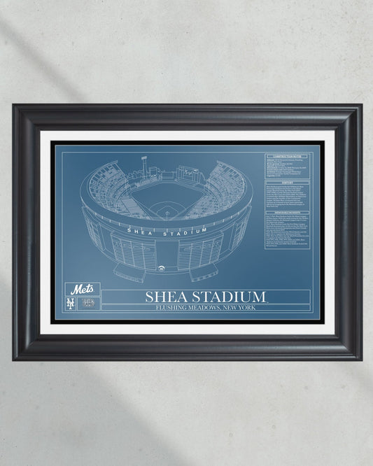 New York Mets Shea Stadium Ballpark Blueprint - Title Game Frames