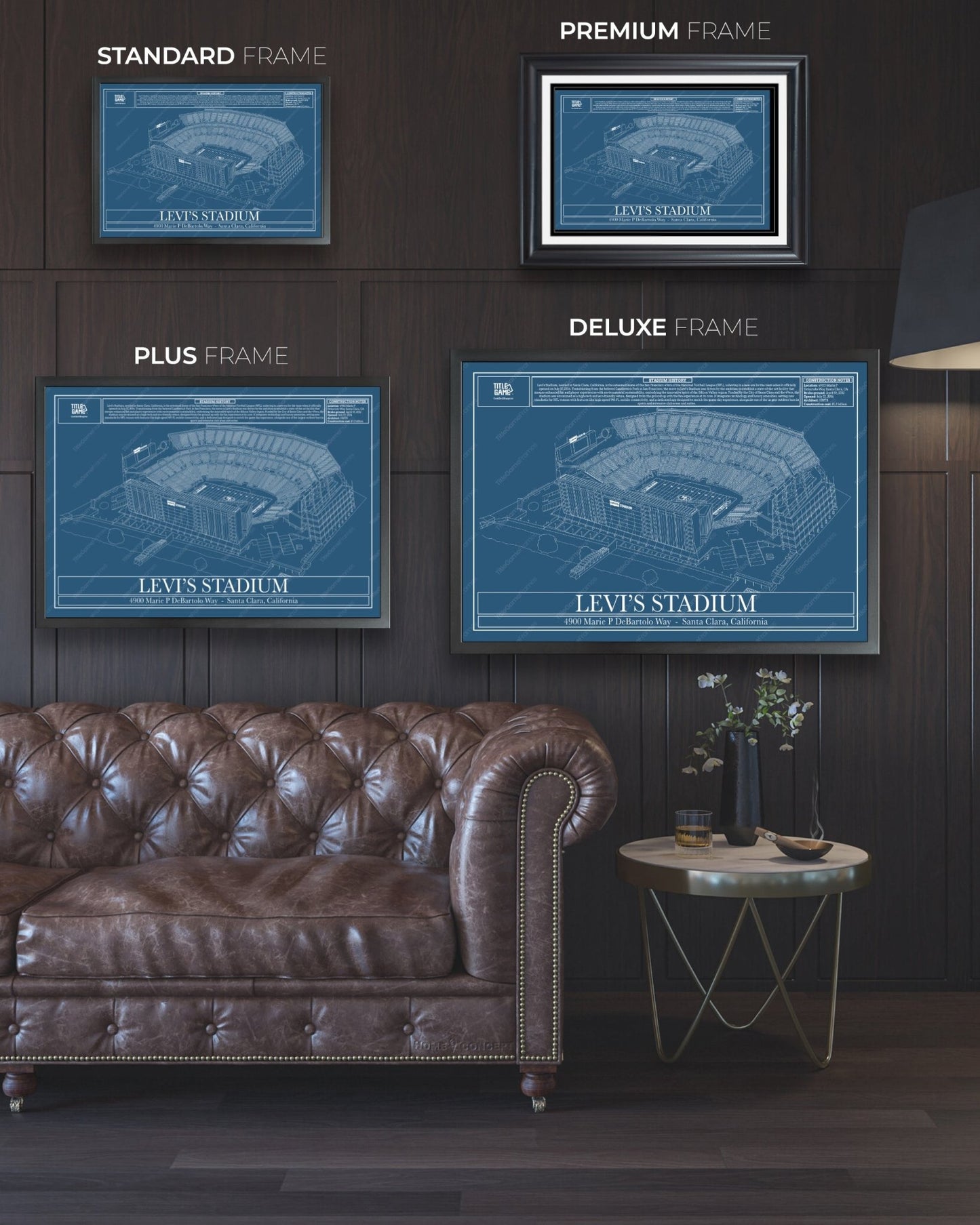 San Francisco Levi's Stadium Blueprint Football Wall Art - Title Game Frames