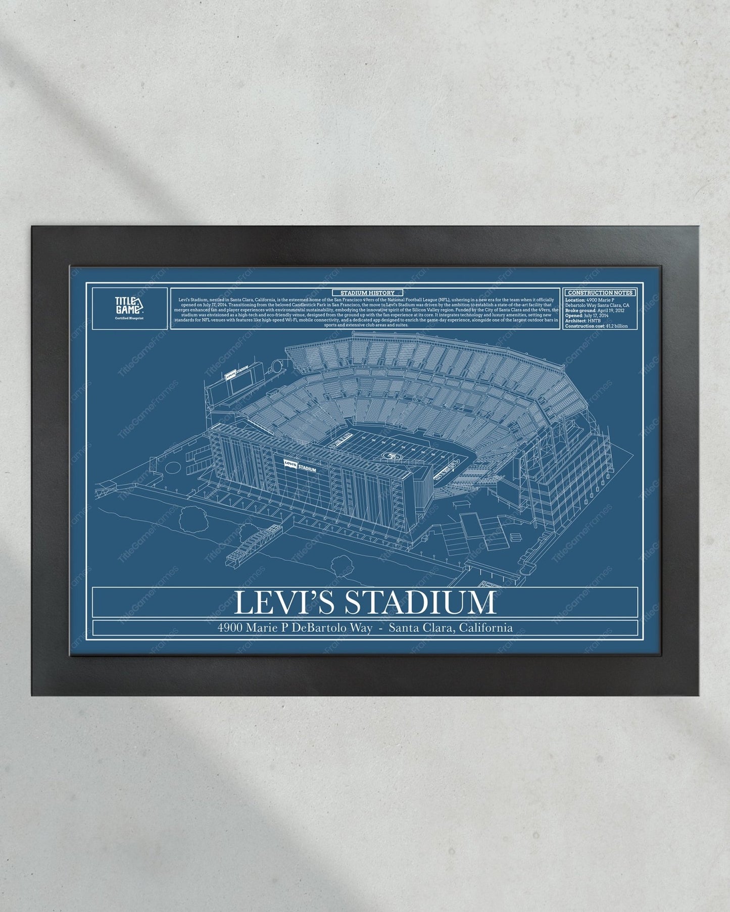 San Francisco Levi's Stadium Blueprint Football Wall Art - Title Game Frames