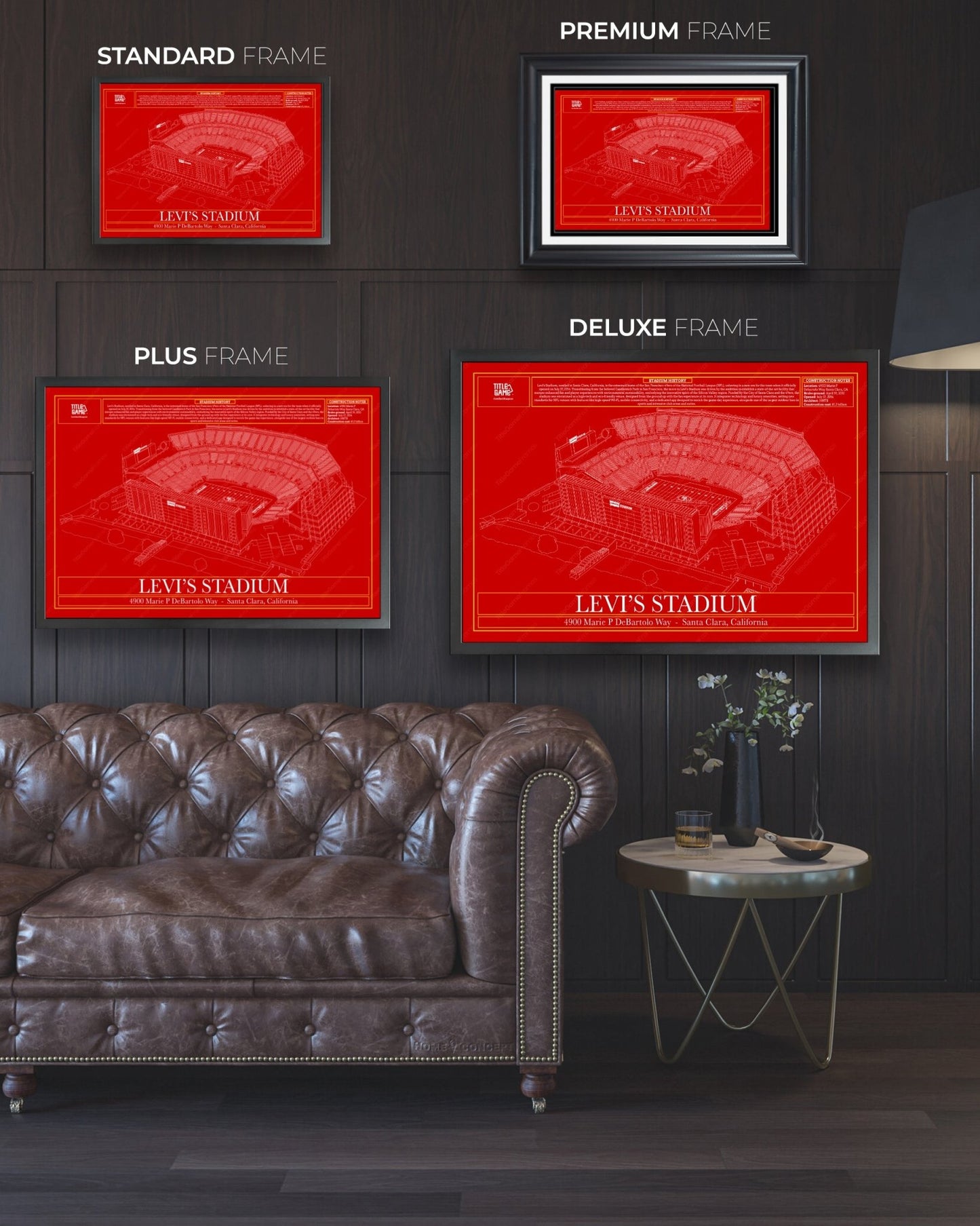 San Francisco Levi's Stadium Blueprint Football Wall Art - Title Game Frames