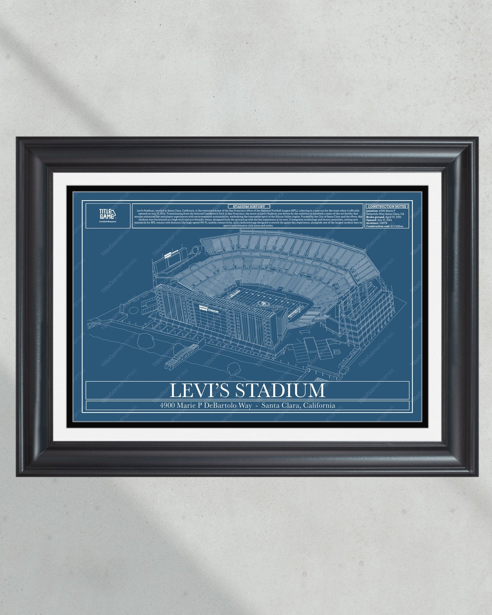 San Francisco Levi's Stadium Blueprint Football Wall Art - Title Game Frames